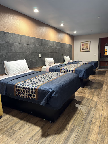 inside of hotel room looking at beds