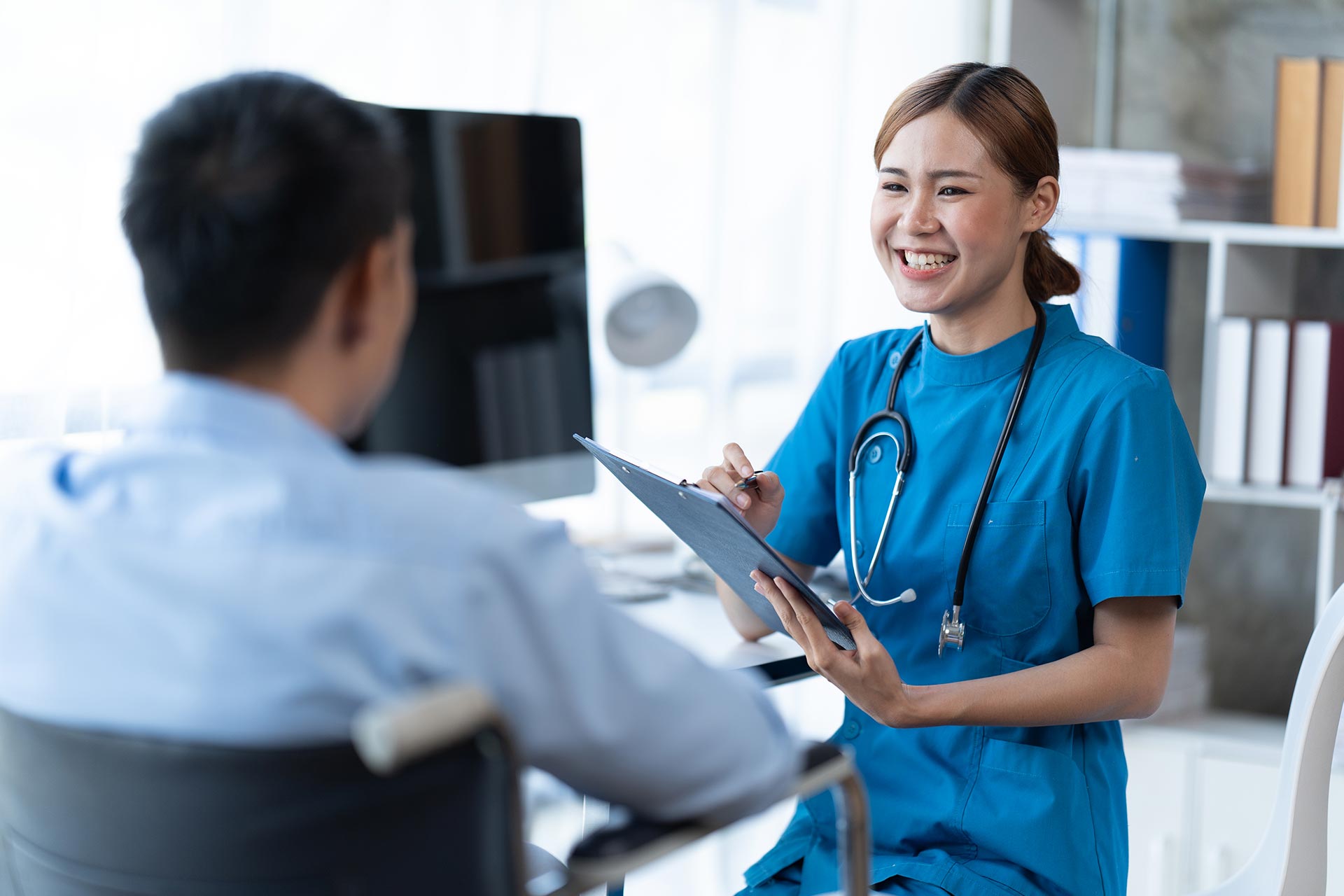 A nurse ready to check the patient's status.